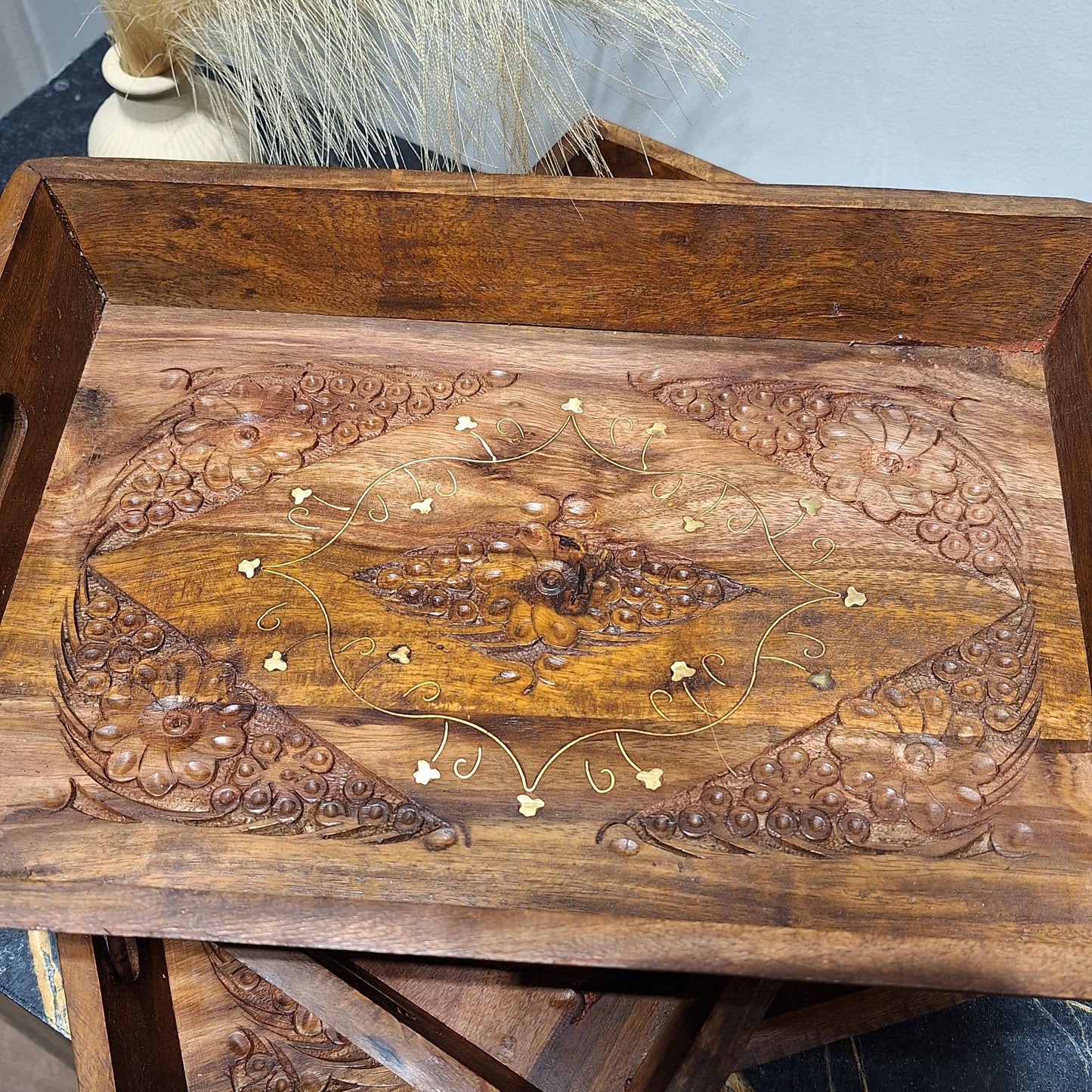Wooden Tray Set of 3 (Brass)