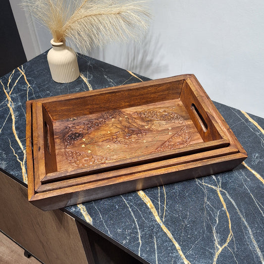 Wooden Tray Set of 3 (Brass)
