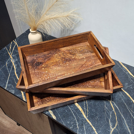 Wooden Tray Set of 3 (Brass)